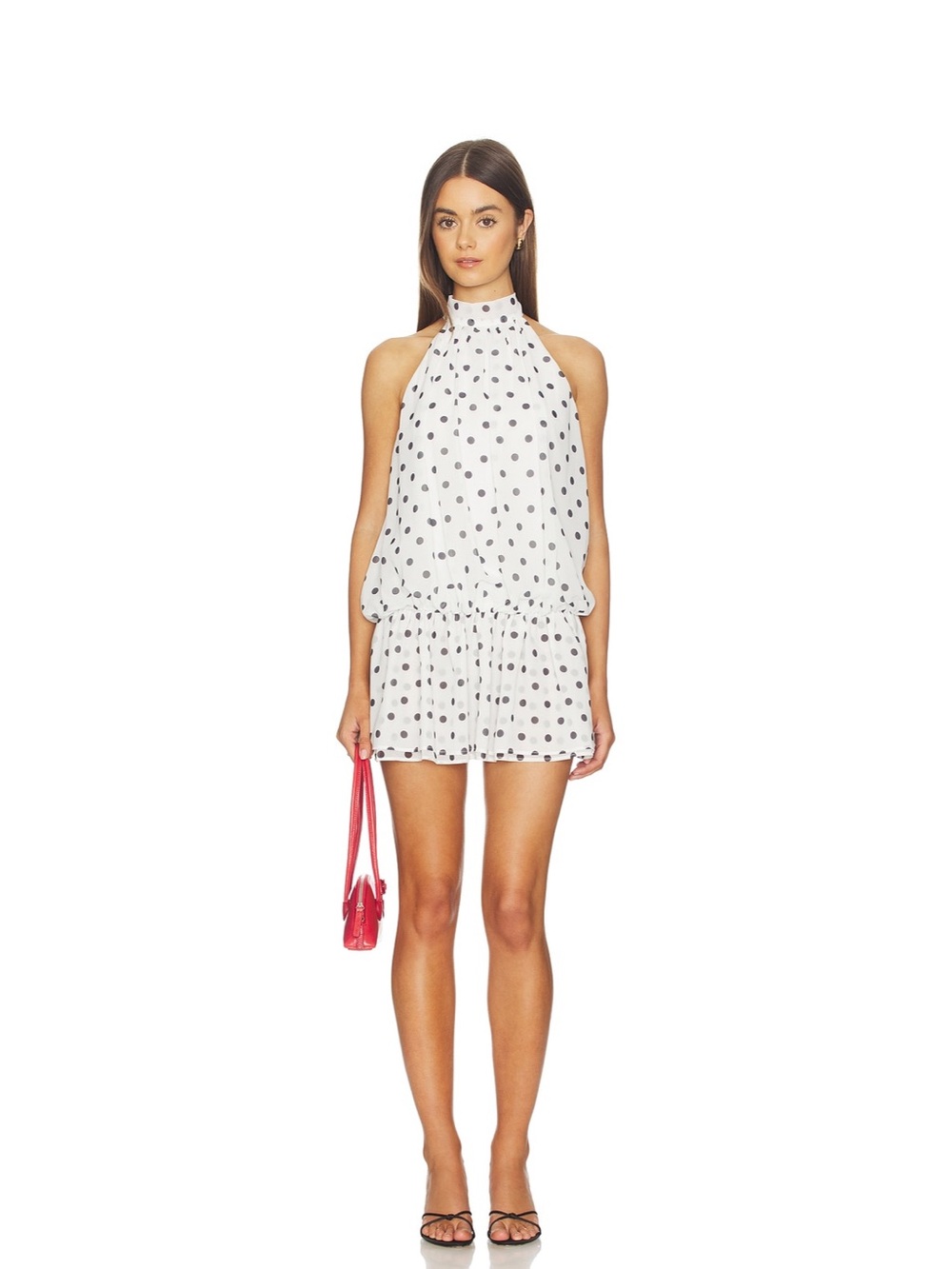 Women’s Sleeveless White Polka Dot Casual Dress